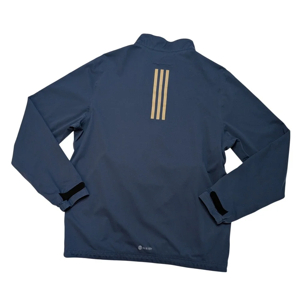 Adidas RAIN.RDY Golf Rain Jacket Men's M Navy Blue Waterproof 1/4 Zip Pullover